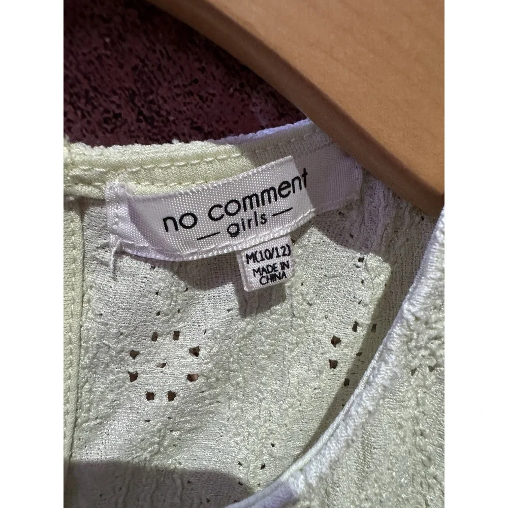 No Comment Top Girls Toddler M 10-12 Sleeveless Pastel Green Embroidery Ruffle‎